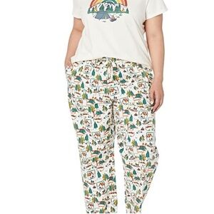 LL Bean Lounge/Pajama Pants w Camping Tents Trees Print Lg w MEASUREMENTS Cotton